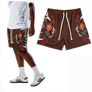 Civil Regime Cyber Roses Mesh Basketball Shorts Brown Men’s Medium Sigilism